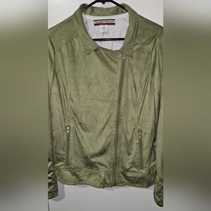 Women's Sage JacketTudor Court Olive Faux Suede Moto Large